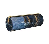 AQRJLPO Ireland Outdoors - Trousse à crayons ronde imprimée du comté de Clare les Cliffs en cuir, jolie trousse à crayons, trousse à crayons, trousse de maquillage pour garçons, filles, étudiants