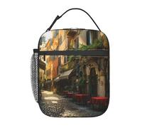 AQRJLPO Italian Old Street Sac à déjeuner isotherme réutilisable pour femme homme Travail pique-nique voyage