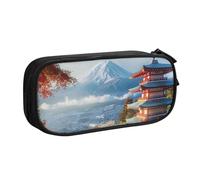 AQRJLPO Japan Mount Fuji Trousse à crayons avec 2 compartiments pour garçons et filles Grande capacité pour bureau, école, étudiants, papeterie Noir, Noir , Taille unique, Cartable