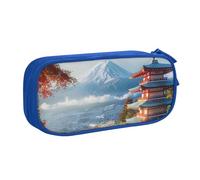 AQRJLPO Japan Mount Fuji Trousse à crayons avec 2 compartiments pour garçons et filles Grande capacité pour bureau, école, étudiants, papeterie Noir, bleu, Taille unique, Cartable
