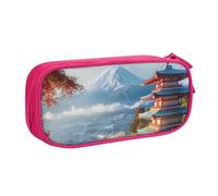 AQRJLPO Japan Mount Fuji Trousse à crayons avec 2 compartiments pour garçons et filles Grande capacité pour bureau, école, étudiants, papeterie Noir, rose, Taille unique, Cartable