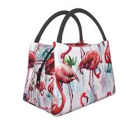 AQRJLPO Joli sac à déjeuner isotherme réutilisable avec imprimé flamants roses pour le bureau, l'école, le pique-nique, la randonnée, la plage