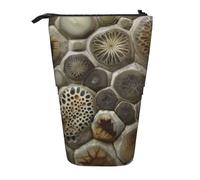 AQRJLPO Petoskey Trousse à crayons extensible avec impression de pierre, trousse de rangement extensible pour fournitures de voyage et maquillage pour l'école, le bureau, les voyages, Noir , Taille