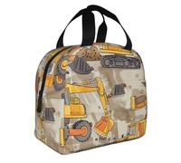 AQRJLPO Sac à déjeuner fourre-tout imprimé camions de chantier pour homme et femme, réutilisable, boîte à déjeuner isotherme pour bureau, école, extérieur