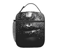 AQRJLPO Sac à déjeuner isotherme réutilisable avec imprimé à paillettes noires et blanches pour homme et femme, travail, pique-nique, voyage