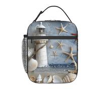 AQRJLPO Sac à déjeuner isotherme réutilisable avec imprimé coquillage pour femme et homme - Pour travail, pique-nique, voyage