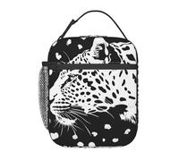 AQRJLPO Sac à déjeuner isotherme réutilisable avec imprimé léopard noir pour homme et femme, travail, pique-nique, voyage
