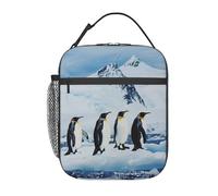 AQRJLPO Sac à déjeuner isotherme réutilisable avec imprimé pingouins sur l'iceberg pour homme et femme, travail, pique-nique, voyage