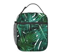 AQRJLPO Sac à déjeuner isotherme réutilisable avec motif feuilles de palmier vertes pour homme et femme, travail, pique-nique, voyage