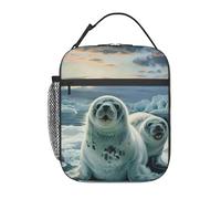 AQRJLPO Sac à déjeuner isotherme réutilisable avec peinture de phoque du Groenland - Pour homme et femme - Pour travail, pique-nique, voyage