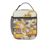 AQRJLPO Sac à déjeuner isotherme réutilisable imprimé camions de chantier pour femme homme travail pique-nique voyage