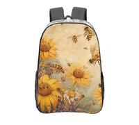 AQRJLPO Sac à dos transparent en PVC transparent avec impression de cadeaux de Noël de 40,6 cm pour l'école, le bureau, les voyages, le travail, Fleurs abeilles rurales, taille unique