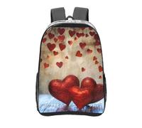 AQRJLPO Sac à dos transparent en PVC transparent avec impression de cadeaux de Noël de 40,6 cm pour l'école, le bureau, les voyages, le travail, Cœur rouge, taille unique