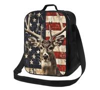 AQRJLPO Sac fourre-tout isotherme en néoprène avec motif de cerf de l'Amérique - Grande capacité - Pour le travail, l'école, les pique-niques, les voyages