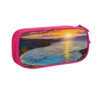 AQRJLPO Sunrise Over Hanauma Bay Oahu Trousse à crayons avec 2 compartiments pour garçons et filles - Grande capacité - Pour bureau, école, étudiants, papeterie - Noir, rose, Taille unique, Cartable