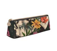AQRJLPO Thug Life Trousse à crayons en cuir avec imprimé fleurs pour garçons filles étudiants, blanc, Taille unique, Cartable