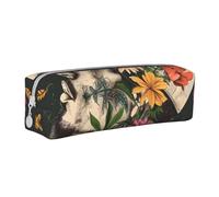 AQRJLPO Thug Life Trousse à crayons simple en cuir avec imprimé de fleurs pour garçons filles étudiants, blanc, Taille unique, Cartable
