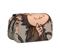 AQRJLPO Trousse à crayons à double couche avec imprimé paysage de prairie et de montagne, fleurs violettes, trousse de maquillage pour l'école, les voyages et le travail, Art du singe, Taille unique