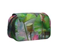 AQRJLPO Trousse à crayons à double couche avec motif feuilles tropicales pour l'école, les voyages et le travail, Esprit du lotus, Taille unique, Cartable
