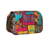 AQRJLPO Trousse à crayons à rabat double couche avec imprimé plage Maui Hawaï, coucher de soleil, vagues de mer, nuages, pour l'école, les voyages et le travail, Imprimé patchwork textile africain