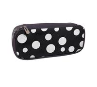 AQRJLPO Trousse à crayons à rabat en cuir avec gros pois noirs et blancs - Jolie trousse à crayons - Trousse de maquillage de voyage - Cadeau pour étudiants, filles, garçons, femmes, Noir , Taille