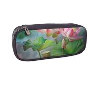 AQRJLPO Trousse à crayons à rabat en cuir avec imprimé Spirit of the Lotus - Jolie trousse à crayons - Trousse de maquillage de voyage - Cadeau pour étudiants, filles, garçons, femmes, Noir , Taille