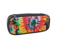 AQRJLPO Trousse à crayons à rabat en cuir avec imprimé tie-dye hippie - Jolie trousse à crayons - Trousse de maquillage de voyage - Cadeau pour étudiants, filles, garçons, femmes, Noir , Taille unique