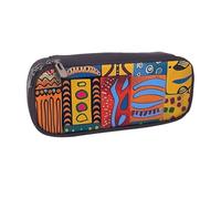 AQRJLPO Trousse à crayons à rabat en cuir avec motifs nationaux africains - Jolie trousse à crayons - Trousse de maquillage de voyage - Cadeau pour étudiants, filles, garçons, femmes, Noir , Taille