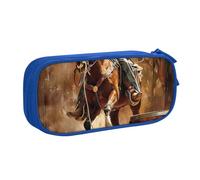 AQRJLPO Trousse à crayons American West Rodeo pour garçons et filles de grande capacité pour bureau, école, étudiants, papeterie, trousse à crayons avec 2 compartiments, noir, bleu, Taille unique