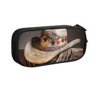 AQRJLPO Trousse à crayons American West Rodeo pour garçons et filles - Grande capacité - Pour bureau, école, étudiants - Pochette à crayons avec 2 compartiments - Noir, Noir , Taille unique, Cartable