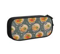 AQRJLPO Trousse à crayons avec 2 compartiments - Motif coquetier et nouilles - Pour garçons et filles - Grande capacité - Pour bureau, école, étudiants, papeterie - Noir, Noir , Taille unique