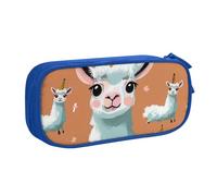 AQRJLPO Trousse à crayons avec 2 compartiments - Motif lama mignon - Pour garçons et filles - Grande capacité - Pour bureau, école, étudiants, papeterie - Noir, bleu, Taille unique, Cartable