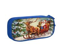 AQRJLPO Trousse à crayons avec 2 compartiments pour garçons et filles avec imprimé Merry Christmas Day - Grande capacité - Pour bureau, école, étudiants, papeterie - Noir, bleu, Taille unique