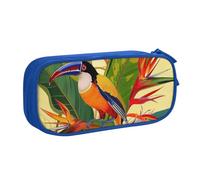 AQRJLPO Trousse à crayons avec 2 compartiments pour garçons et filles - Grande capacité - Imprimé oiseau de paradis tropical - Pour le bureau, l'école, les étudiants - Noir, bleu, Taille unique