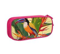 AQRJLPO Trousse à crayons avec 2 compartiments pour garçons et filles - Grande capacité - Imprimé oiseau de paradis tropical - Pour le bureau, l'école, les étudiants - Noir, rose, Taille unique