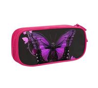 AQRJLPO Trousse à crayons avec 2 compartiments pour garçons et filles - Imprimé papillons violets et noirs - Grande capacité - Pour bureau, école, étudiants, rose, Taille unique, Cartable