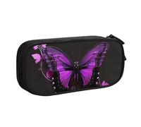 AQRJLPO Trousse à crayons avec 2 compartiments pour garçons et filles - Imprimé papillons violets et noirs - Grande capacité - Pour bureau, école, étudiants, Noir , Taille unique, Cartable