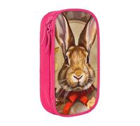 AQRJLPO Trousse à crayons avec imprimé lapin rosette pour étudiants, garçons et filles - Grande capacité double couche pour bureau, école, papeterie, trousse à crayons, noir, rose, Taille unique