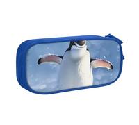 AQRJLPO Trousse à crayons avec imprimé pingouin mignon pour garçons et filles de grande capacité pour bureau, école, étudiants, papeterie, trousse à crayons avec 2 compartiments, noir, bleu, Taille