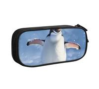 AQRJLPO Trousse à crayons avec imprimé pingouin mignon pour garçons et filles de grande capacité pour bureau, école, étudiants, papeterie, trousse à crayons avec 2 compartiments, noir, Noir , Taille