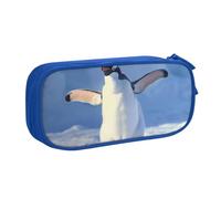 AQRJLPO Trousse à crayons avec imprimé pingouin mignon pour garçons et filles de grande capacité pour bureau, école, étudiants, papeterie, trousse à crayons avec 2 compartiments, noir, bleu, Taille