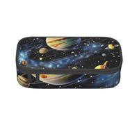 AQRJLPO Trousse à crayons avec imprimé planètes, étoiles et galaxie - Grande capacité - Trousse de maquillage de voyage pour étudiants, filles, garçons, femmes, Noir , Taille unique, Cartable