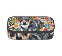 AQRJLPO Trousse à crayons avec motif de chien de bétail - Grande capacité - Avec compartiments - Trousse de maquillage de voyage pour étudiants, filles, garçons, femmes, Noir , Taille unique, Cartable