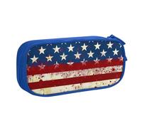 AQRJLPO Trousse à crayons avec motif drapeau américain et étoiles pour garçons et filles - Grande capacité - Pour bureau, école, étudiants, papeterie - Avec 2 compartiments - Noir, bleu, Taille unique