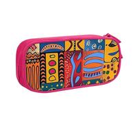 AQRJLPO Trousse à crayons avec motifs nationaux africains pour garçons et filles, grande capacité pour bureau, école, étudiants, papeterie, trousse à crayons avec 2 compartiments, noir, rose, Taille