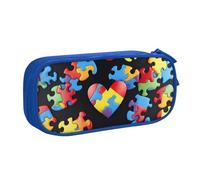 AQRJLPO Trousse à crayons de sensibilisation à l'autisme avec 2 compartiments pour garçons et filles - Grande capacité - Pour bureau, école, étudiants, papeterie - Noir, bleu, Taille unique, Cartable