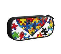 AQRJLPO Trousse à crayons de sensibilisation à l'autisme avec 2 compartiments pour garçons et filles - Grande capacité - Pour bureau, école, étudiants, papeterie - Noir, Noir , Taille unique, Cartable