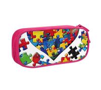 AQRJLPO Trousse à crayons de sensibilisation à l'autisme avec 2 compartiments pour garçons et filles - Grande capacité - Pour bureau, école, étudiants, papeterie - Noir, rose, Taille unique, Cartable