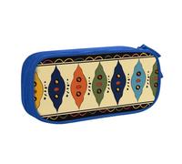 AQRJLPO Trousse à crayons de style bohème traditionnel africain pour garçons et filles, grande capacité, pour bureau, école, étudiants, papeterie, avec 2 compartiments, noir, bleu, Taille unique