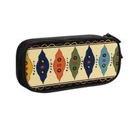AQRJLPO Trousse à crayons de style bohème traditionnel africain pour garçons et filles, grande capacité, pour bureau, école, étudiants, papeterie, avec 2 compartiments, noir, Noir , Taille unique